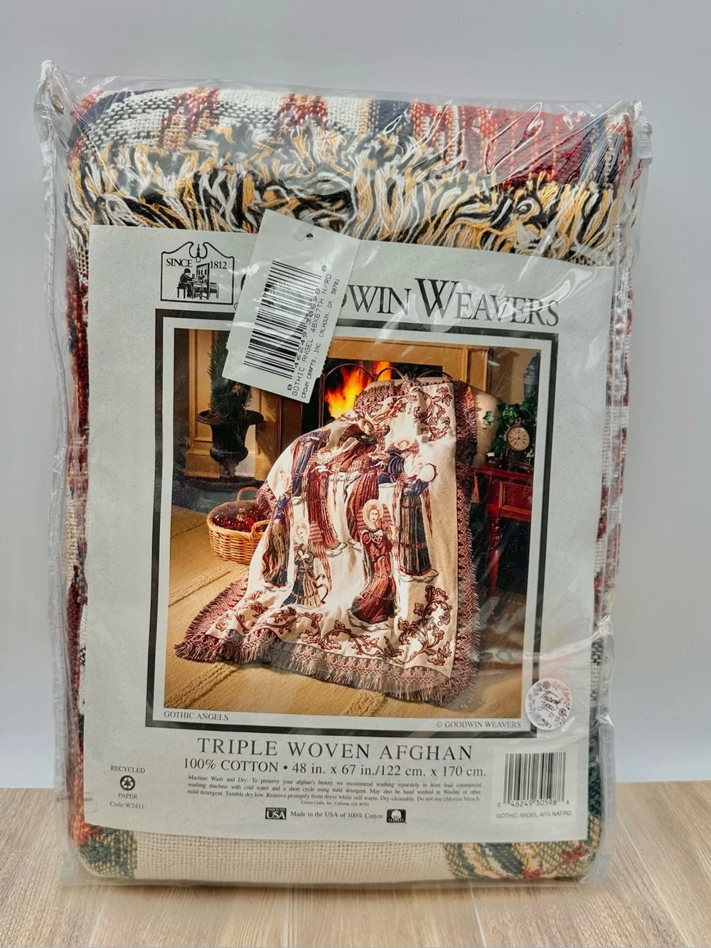 Goodwin Weavers Gothic Angels Christmas Tapestry Blanket 100% Cotton 48” x 67”